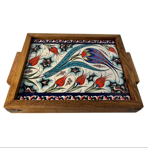 Nouveauté best-seller Plateau en bois Taille personnalisée Plateau à boire pour thé et collations Plateau en bois naturel avec poignée Décoration de table pour la maison - Product Image 1