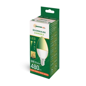 Lámpara vela LED regulable E14 6W 3000K 480Lm (Spectrum WOJ+14381) - Product Image 1