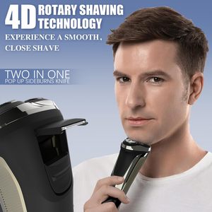 Afeitadora Eléctrica Rotativa 4D Inalámbrica para Hombre, Resistente al Agua IPX7, Recargable por USB, Uso en Seco/Húmedo para Cara y Barba, 3 en 1, Repuesto Lavable - Product Image 6