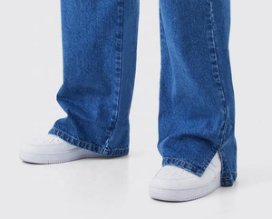 Customized Newest Fashion <b>Men's</b> Pants Trousers Baggy Streetwear <b>Jeans</b> Wide Leg Wash Black with Button Decoration Casual Style - Product Image 4