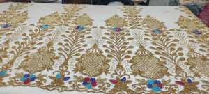 Embroidered Hand Made <b>Beaded</b> Bridal Luxury Sequins Lace <b>Fabrics</b> for Wedding <b>Fabric</b> Type Mesh Material Bead - Product Image 3