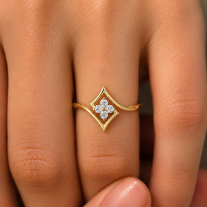 Bague de fiançailles en or jaune 14K 18K avec diamant de laboratoire taille brillant rond, serti en grappe, DEF VVS, bijoux fins, vente en gros OEM - Product Image 2