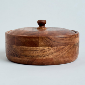 Boîte chapati marmite en bois marron avec couvercle boîte à riz élégante garde les aliments au chaud et les casseroles fraîches pour la cuisine à domicile restaurant - Product Image 4