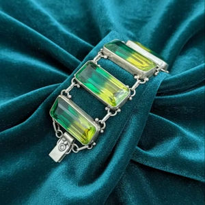 Pulsera de Piedras Naturales Cuadradas Coloridas de Alta Calidad, Joyería de Latón con Piedras Preciosas, Joyería Étnica Hecha a Mano, Pulsera de Plata .925 - Product Image 1