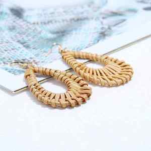 Top Tendance Écologique Léger En Acier Inoxydable Boucles D'oreilles Bohème Design Dames Chic Été Style Vietnam Rotin - Product Image 2