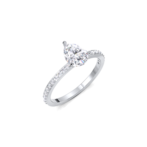 IGI Certified 1ct Pear Cut Lab Diamond Engagement <b>Ring</b> for Women 14K Yellow White And Rose <b>Gold</b> Pave Band Bridal Wedding <b>Ring</b> - Product Image 2