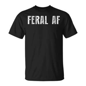 Feral Af T-Shirt noir à col rond et manches courtes, vêtements unisexes - Product Image 1