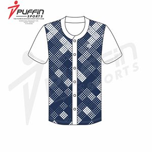 Maillot de baseball unisexe personnalisé, uniforme d'équipe, usine OEM, imprimé, 100% polyester respirant, col en V, chemise boutonnée, conception gratuite, maillots de sport - Product Image 5