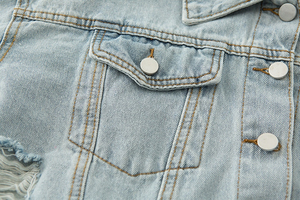 2025 Autumn Women Denim Jacket Casual Loose Ripped Short Jean Coat Long Sleeve Streetwear Outerwear - Product Image 6