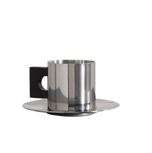 Poignée décorative, tasse à thé et soucoupe en acier inoxydable, best-seller, finition polie brillante, pour la maison et le bureau - Product Image 3