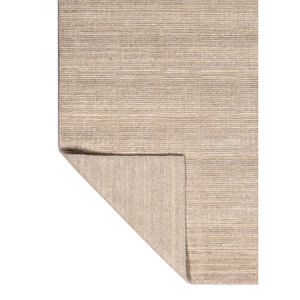 พรมขนสัตว์ทอมือลายเส้นโค้งสีเบจน้ำตาลขนาดใหญ่รูปทรงสี่เหลี่ยมผืนผ้าลายทางสามมิติสีพื้นสำหรับบ้าน ห้องโถง ห้องนั่งเล่น ห้องนอน-Hwl-350 - Product Image 5