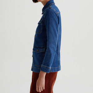 Women's Customized Logo Wholesale Long Sleeve Denim Jacket Turn Collar Solid Reversible for Autumn Spring Winter Use - Product Image 3