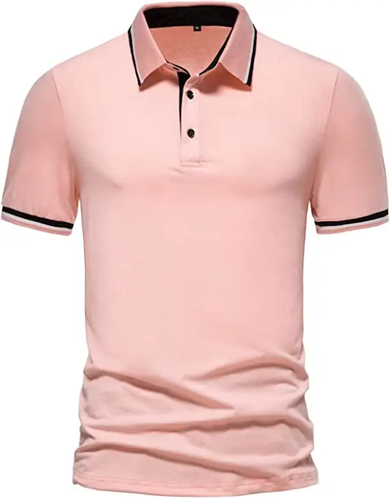 Rosa T-Shirt mit schwarz-weißen Stipes Design Slim Fit Business Golf Shirt Muskel training Stretch Basic T-Shirt Casual Golf T-Shirts