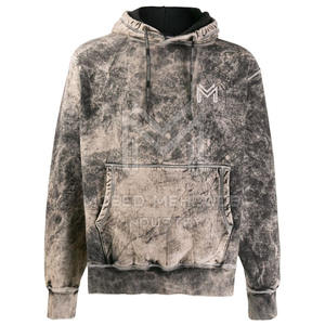 เสื้อฮู้ดแบบสวมหัวล้างกรดของผู้ชายเสื้อมีฮู้ดสีล้วนมีฮู้ดสำหรับฤดูหนาวเทคนิคการย้อมสีพื้น - Product Image 1