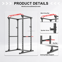 Rack de Squat Robuste avec Banc de Musculation Multifonctionnel et Fonctions de Traction et de Pression Thoracique