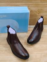 Lujosas botas de patrón sólido para hombre, zapatos de seguridad de cuero de corte bajo impermeables para hombre, zapatos de trabajo de construcción con botas de cuero en los dedos del pie