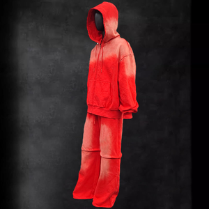 Conjunto Deportivo de Felpa 100% Algodón para Hombre, Diseño 2026, Pantalones Acampanados con Lavado Ácido, Sudadera con Capucha y Cremallera, Estilo Holgado, Joggers y Suéteres - Product Image 4