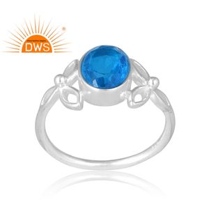 Nuevo diseño de patrón, anillo de piedras preciosas de cuarzo aguamarina doblete Natural de plata esterlina, joyería de diseño personalizado para mujer, regalo para ella - Product Image 1