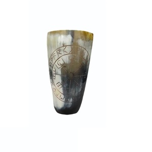 Corne de Viking verre à liqueur corne de buffle authentique bétail artisanal sculpté à la main tasse courte à boire naturelle disponible - Product Image 3