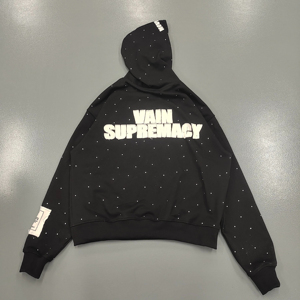 Sudadera con Capucha Esencial para Hombre, Estilo Vintage, Holgada, con Cierre de Cremallera, Diseño Desgastado con Pedrería, Hombros Caídos, Personalizada de Fábrica, Alta Calidad - Product Image 4