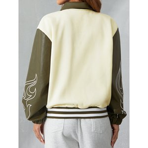 Chaqueta de moto de cuero PU acolchada de gran tamaño para mujer, abrigo de béisbol de manga larga holgado con relleno de algodón, diseño de vaca y oveja - Product Image 2
