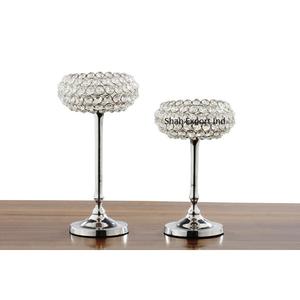 Soporte de vela de candelita de Metal y cuentas de cristal plateado recién llegado para el hogar y la decoración de mesa de boda centros de mesa - Product Image 1