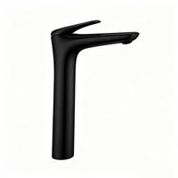 Robinet de lavabo noir moderne en laiton massif, sans contact, avec bec cascade en céramique, monocommande, à poser sur le comptoir, pour salle de bain
