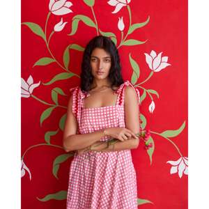 Vestido de Verano Rosa con Estampado de Cuadros, Cuello Cuadrado, Elegante, Casual, Largo hasta el Suelo, Diseño Transpirable con Mangas Abullonadas, para Cualquier Temporada, Talla XS, 2 Piezas - Product Image 4
