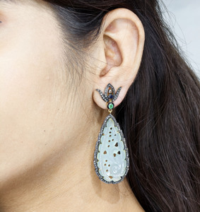 Reyes ประณีต14K 925ทองสเตอร์ลิงเงินพลอยโอนิกซ์เพชรแท้ต่างหูวิคตอเรียสำหรับผู้หญิงขายส่งเครื่องประดับ - Product Image 5