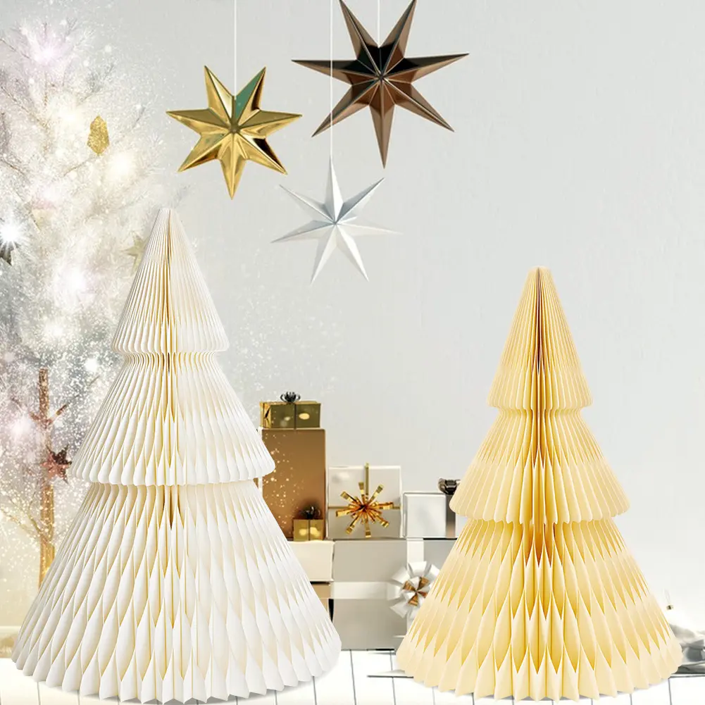 Christmas Creative Mini Christmas Tree Decoration Honeycomb Origami Folding Home Space Layout Christmas Decoration