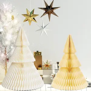 Kerst Creatieve Mini Kerstboom Decoratie Honingraat Origami Opvouwbare Huis Ruimte Lay-Out Kerst Decoratie