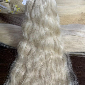 Extensions de cheveux humains vierges vietnamiens de qualité supérieure, vague naturelle, prix de gros, blond clair, super double trame, 60 cm - Product Image 1