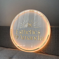 Enseigne ronde personnalisée rétroéclairée en acrylique, décoration murale pour studio de beauté, enseigne commerciale lumineuse LED sur mesure, signalétique pour salon de manucure