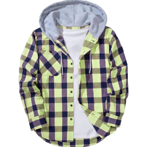 Camiseta de franela de gran tamaño para mujer, Sudadera con capucha, camisa holgada a cuadros, ropa de calle informal, moda de manga larga, venta al por mayor - Product Image 1