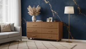 Cómoda HTY de Roble Blanco Macizo con 6 Cajones, Diseño Acanalado Completo, Rieles de Cierre Suave, Almacenamiento Contemporáneo para Dormitorio - Product Image 3