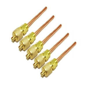 Lot de 5 vannes d'accès de service en laiton C397, 3 tiges, 1/4 SAE x 3/16 OD - Product Image 1