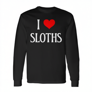 T-shirt à manches longues pour les amoureux des paresseux à trois doigts - « J'aime les paresseux, je adore les paresseux » - pour les passionnés de paresseux - Product Image 2