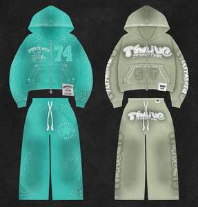 ชุดวอร์ม2025บานประดับพลอยเทียมมีฮู้ดชุดวอร์มมีซิปสำหรับผู้ชาย - Product Image 4