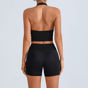 Camiseta sin mangas de compresión con cuello Halter y Control de barriga en V profundo para mujer, camiseta de Fitness elástica ligera para pantalones cortos informales de primavera - Product Image 2