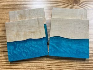 ชุดที่รองแก้วไม้และเรซินอีพ็อกซี่ GARDEN-THEMED งานหัตถกรรมถาดรองแก้วแบบมีสไตล์ - Product Image 3