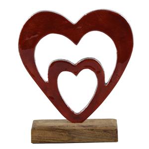 Decoración Navideña de Mesa IHA, Lujosa Artesanía en Forma de Corazón, Aluminio Rojo Plateado, Larga y Mediana, Base para Decoración del Hogar - Product Image 1