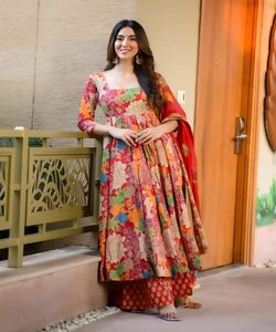 Ropa Islámica para Mujer, Abaya Dubai Rosa, Ropa de Fiesta, Talla Grande, Vestidos Largos Formales con Estampados de Moda, Conjunto de Tres Piezas: Top, Parte Inferior y Dupatta - Product Image 5