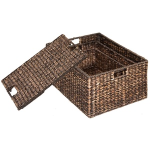 Panier de rangement en jacinthe d'eau d'herbe de mer panier de rangement en osier brun organisateur de maison Vietnam boîte de rangement panier d'armoire utilitaire - Product Image 3