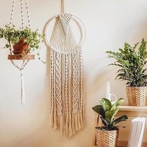 Atrapasueños de macramé tejido a mano de algodón 100%, arte de pared indio tradicional, decoración del hogar, atrae sueños positivos, dormitorios, sala de estar - Product Image 3