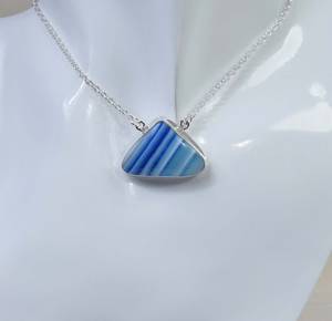 Blue Botswana Agate 925 Sterling Silver Necklace Handmade Natural Gemstone Jewelry Elegant <b>Gifts</b> Women - Product Image 6