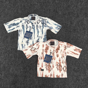 Meilleures chemises de mode d'été imprimées T-shirts personnalisés en coton respirant à motif géométrique à manches courtes pour garçons décontractés - Product Image 3