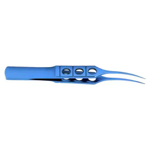 Pince de fixation médicale de haute qualité incurvée 4.5mm x 11.5cm de long Micro pince vasculaire couleur titane bleu pour une utilisation chirurgicale - Product Image 3