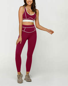 2024 ropa deportiva informal para mujer, conjunto de 2 Uds., Sujetador deportivo de Yoga sin costuras acanalado con espalda alta, logotipo personalizado, Color sólido, entrenamiento Sexy, Fitness - Product Image 3