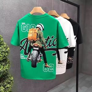 T-shirt surdimensionné à col rond, style streetwear, impression numérique personnalisée, 300 g/m², nouveau printemps-été, vintage, poids lourd, 100 % coton pour homme - Product Image 5