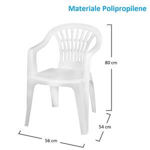 Set di sedie da giardino impilabili in plastica bianca con braccioli 56x54x80 cm, - Product Image 2